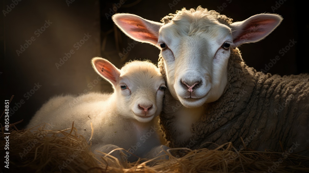 Fototapeta premium nursing lamb sheep farm