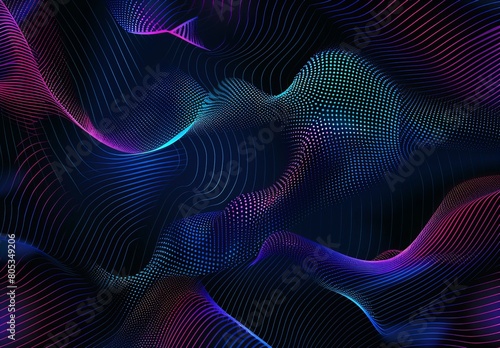 An engaging abstract digital artwork featuring flowing lines that resemble a colorful landscape