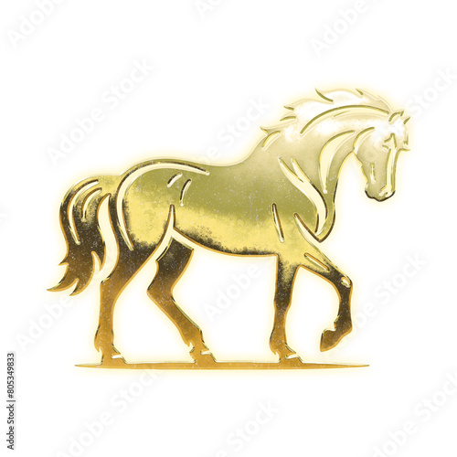 Very realistic golden horse, alpha channel, transparent background © MASIC RAMEN