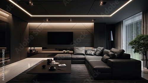 stylish living room dark