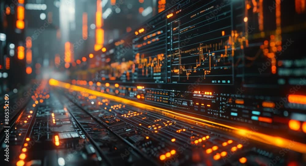 Stock market analytics on a holographic display, futuristic Stock market analytics on a holographic display, futuristic