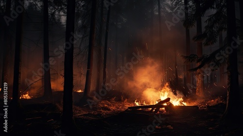 flames woods dark