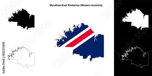 Wyndham-East Kimberley (Western Australia) outline map set photo