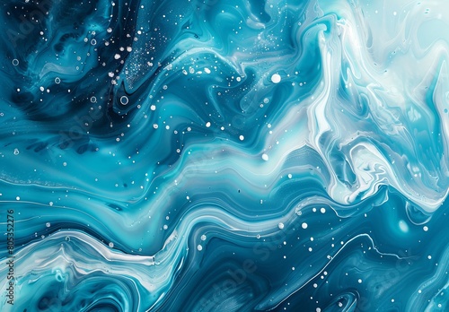 The mesmerizing swirls of turquoise and deep blue create a marbled effect in this fluid art inspired image photo