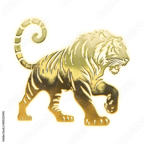 Very realistic golden tiger  alpha channel  transparent background