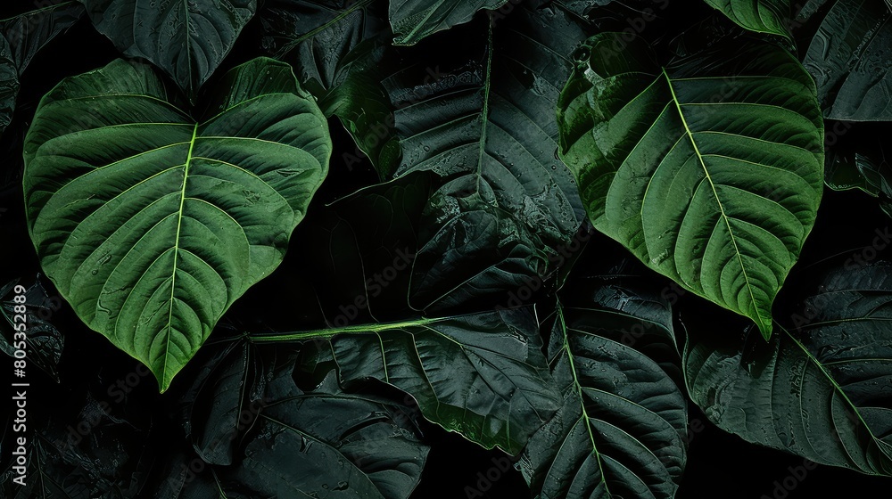 detail dark leaf background