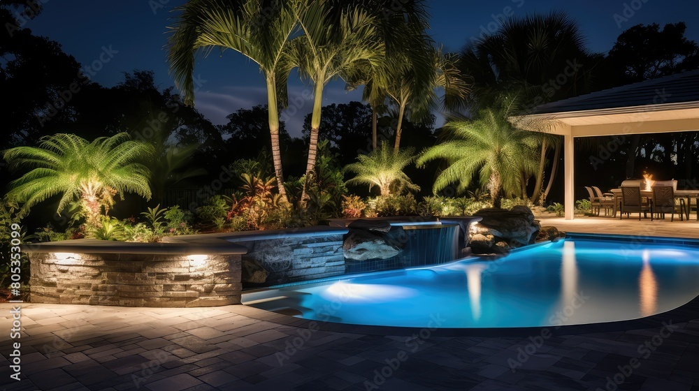 Obraz premium spotlight landscaping lights