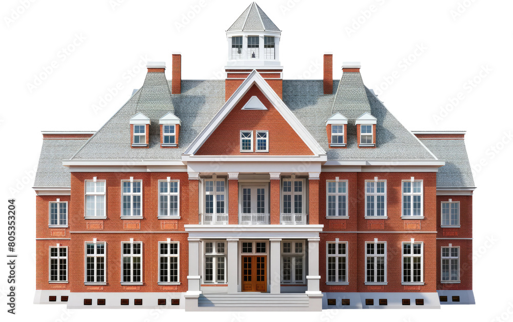 School Building isolated on Transparent background.