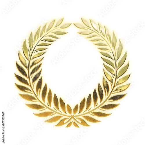Very realistic golden wreath, alpha channel, transparent background