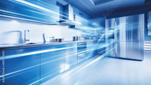 modern blurred blue home interior