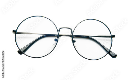 Round glasses isolated on Transparent background.