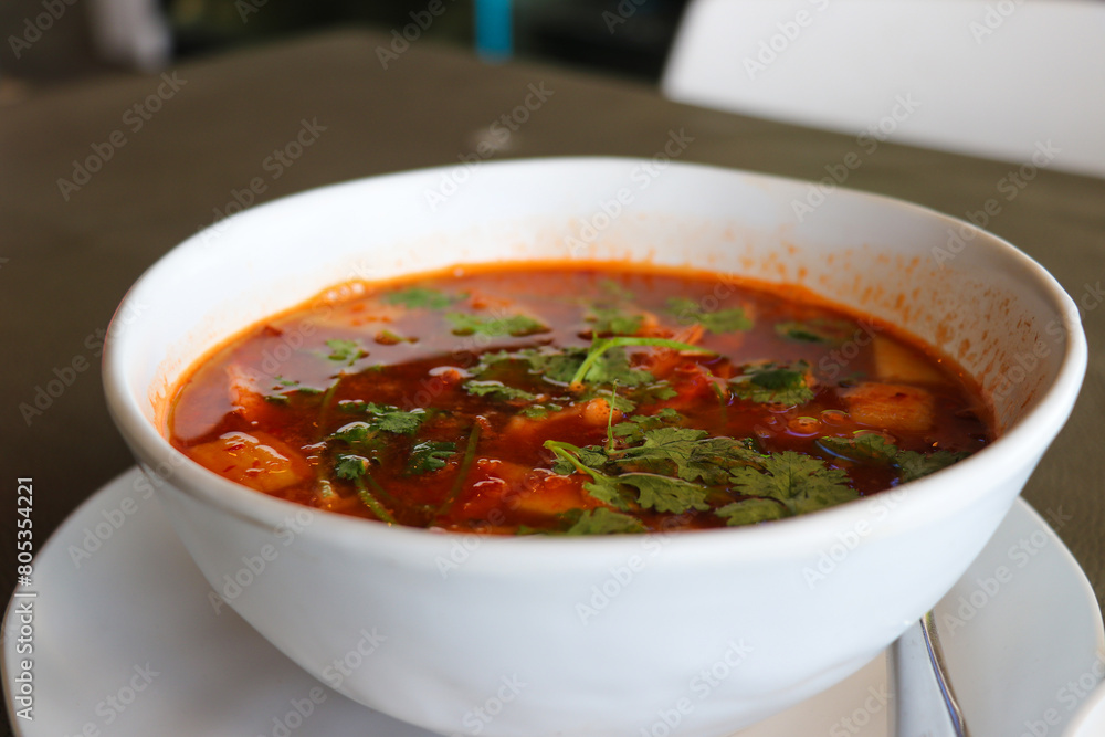 Red curry in a white bowl Red curry in a white bowl