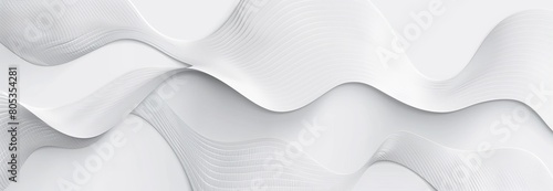 A minimalistic design with a pattern of white abstract rhythmic waves on a pure background