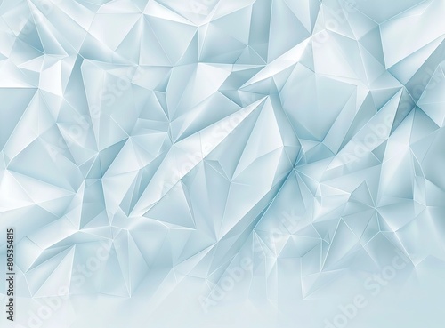 This image features a captivating array of geometric shapes resembling origami folds in icy blue tones, suggesting a cool and modern aesthetic