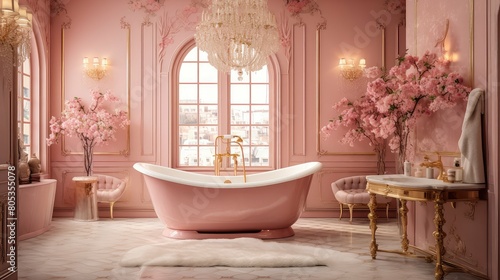 wallpaper pink bathroom