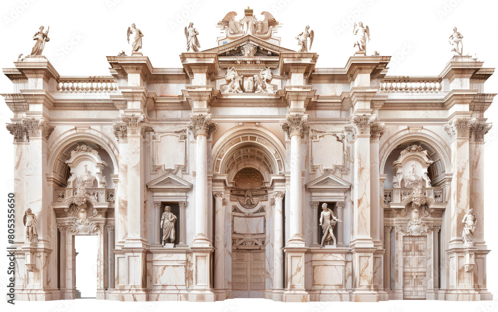 Renaissance architecture Historical isolated on Transparent background.