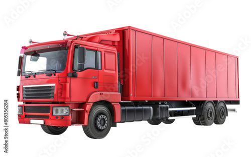Red Cargo Truck isolated on Transparent background.