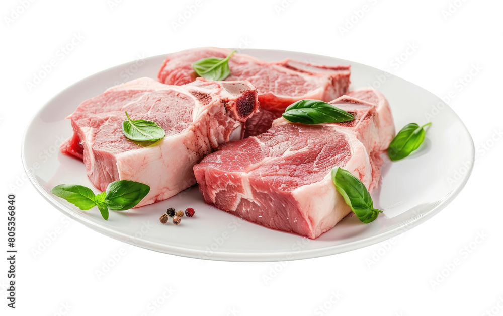 Raw Pork Chops isolated on Transparent background.
