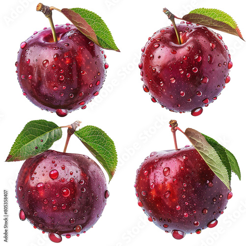 Ripe Red Plum with Juicy Sweetness on Transparent Background for Culinary Projects, Organic Farming Blogs, and Nutritional Content Illustrations