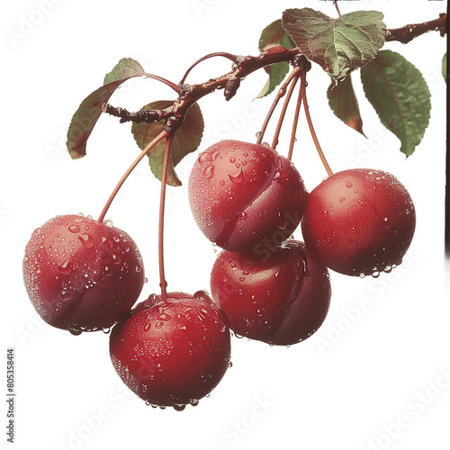 Ripe Red Plum with Juicy Sweetness on Transparent Background for Culinary Projects, Organic Farming Blogs, and Nutritional Content Illustrations
