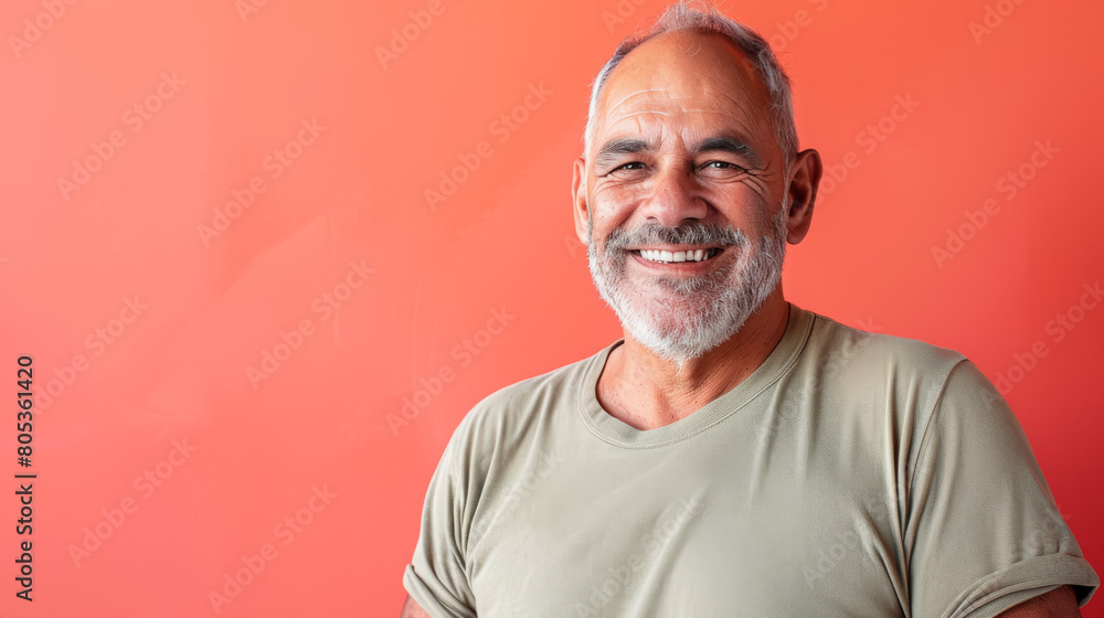A man with a big smile on his face is wearing a green shirt A man with a big smile on his face is wearing a green shirt