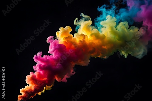Colorful Rainbow, Holi Paint Colors Colorful Powder Blast Abstract Ink splash Isolated on black background.