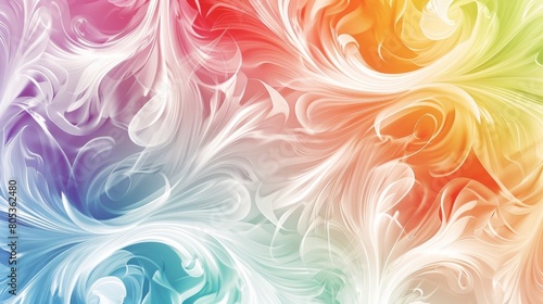 colorful rainbow pastel floral pattern background wallpaper for phone white swirls and patterns in the style of different artists.