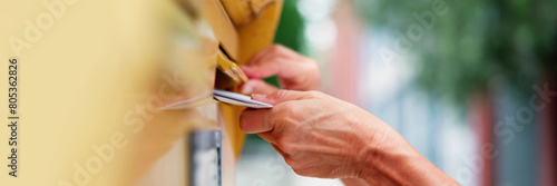 Canvas Print Postbox Envelope Mail Delivery. Inserting Letter