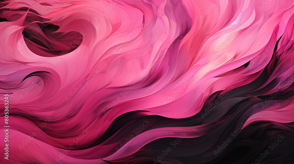 Fototapeta premium Beautiful Pink And Black Color Wavy Brush Strokes on Backdrop