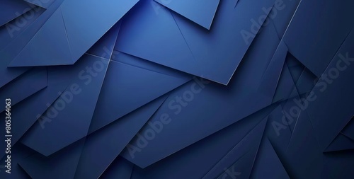 The image showcases a dynamic and modern abstract design created by overlapping geometric paper shapes in various tones of blue photo