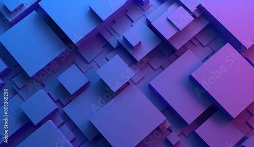 This image illustrates a complex 3D pattern composed of geometric blocks in shades of violet and blue  portraying digital modernity