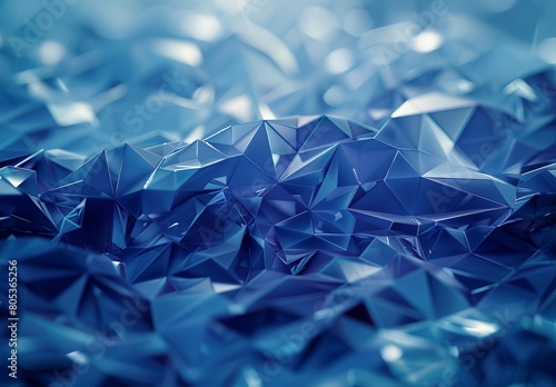 The image displays a stunning blue polygonal texture that looks to be digitally created, resembling a crystalline structure photo