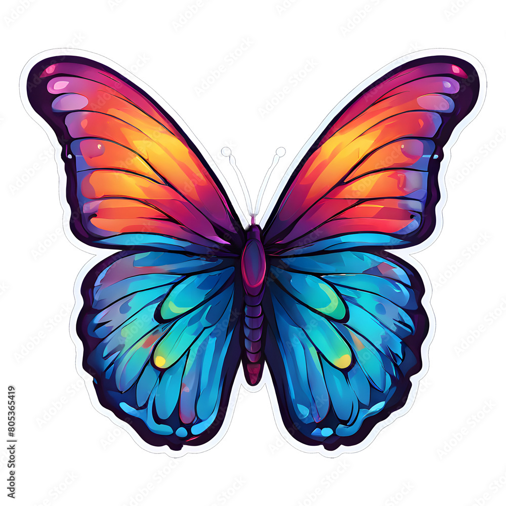 Rainbow butterfly isolated on white ai generated.