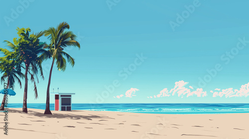 Beach with palm illustration