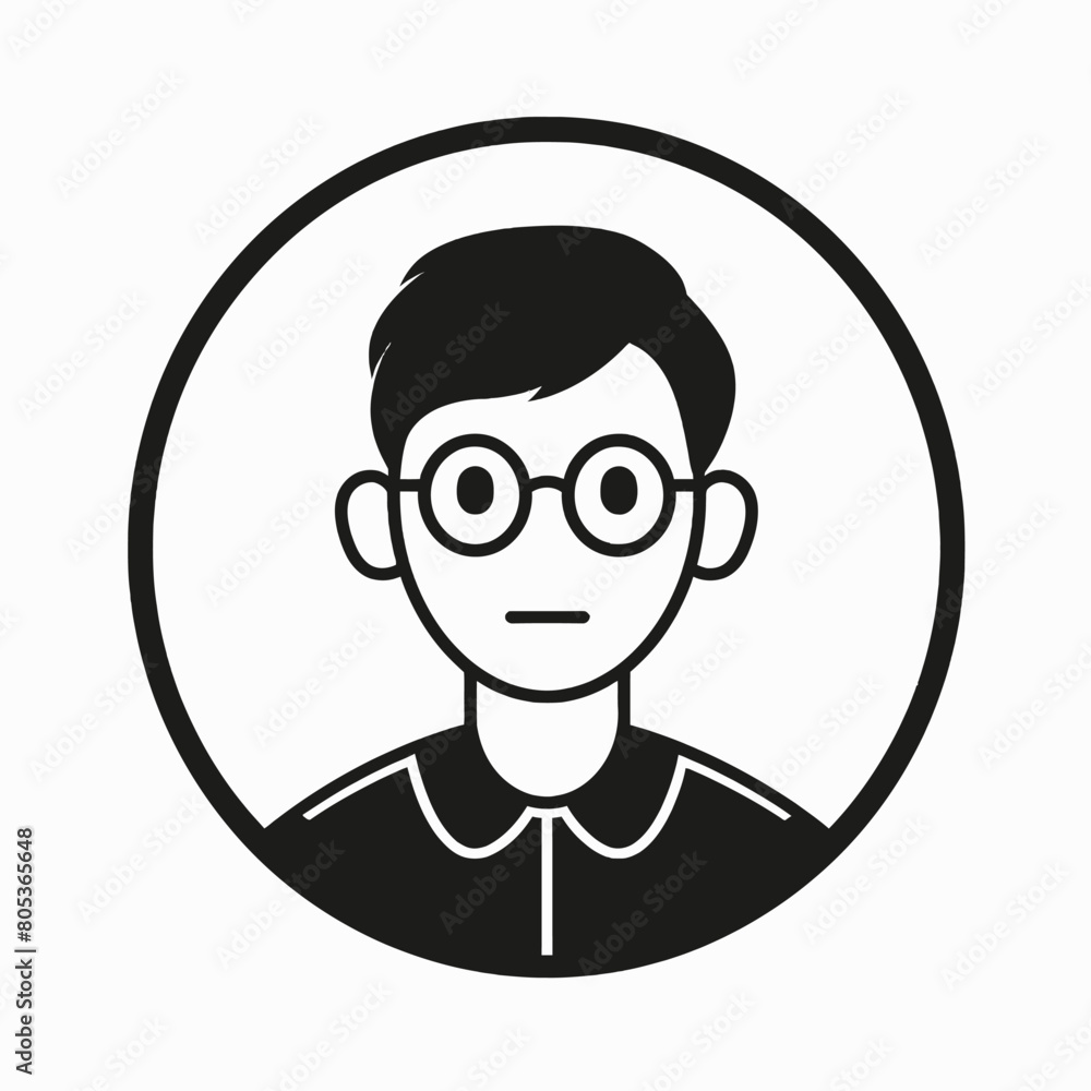 Psychologist icon UI design black round frame flat linear vector icon whte background