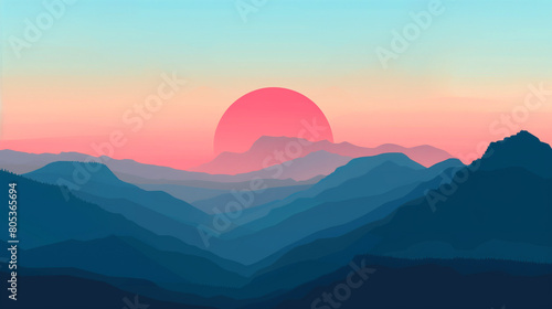Mountain landscape on sunset