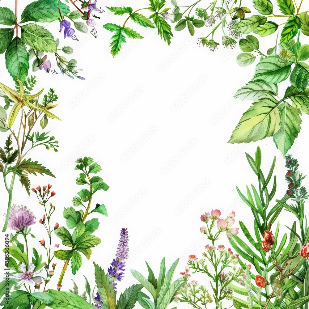 Medical themes are softened by a creative watercolor template that features medicinal herbs and flowers for a soothing visual Medical themes are softened by a creative watercolor template that features medicinal herbs and flowers for a soothing visual