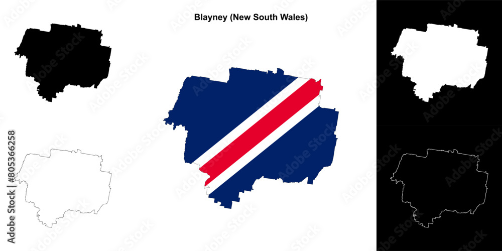 Fototapeta premium Blayney (New South Wales) outline map set