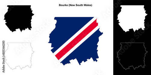 Bourke (New South Wales) outline map set