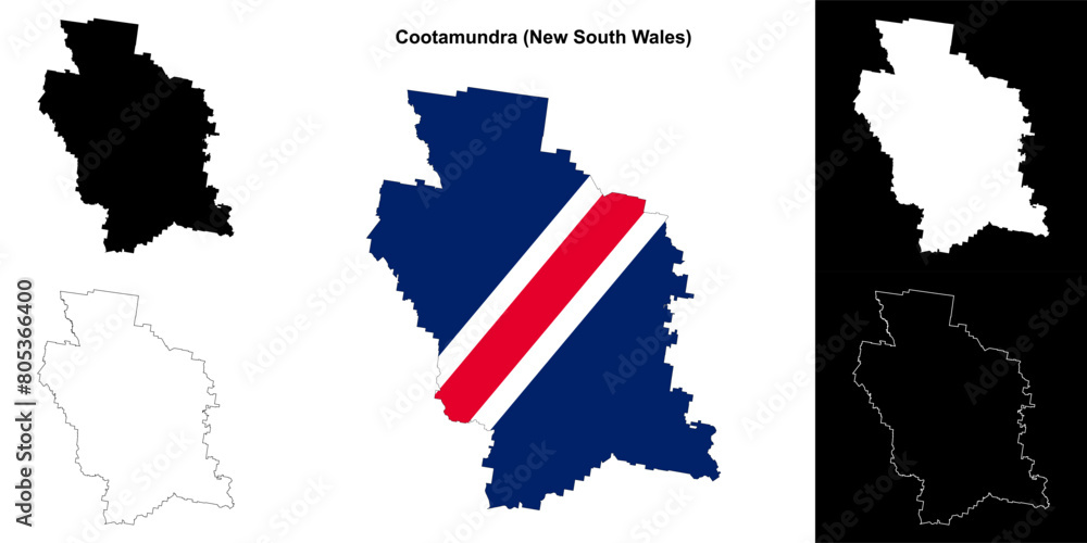 Fototapeta premium Cootamundra (New South Wales) outline map set