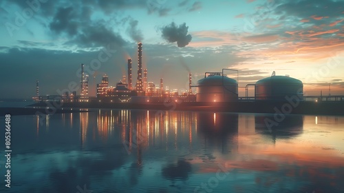 Oil and Gas Power Plant Refinery - Petrochemical Factory with Storage Tanks