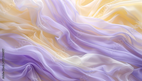 A gentle fusion of lavender and pale yellow waves  flowing together in a serene dance that suggests the delicate beauty of early spring flowers.