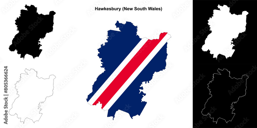 Fototapeta premium Hawkesbury (New South Wales) outline map set