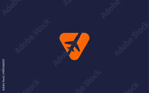 letter v with plane logo icon design vector design template inspiration