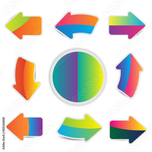 Free Download Set of bright colored paper arrows with shiny stickers - GFXLoad