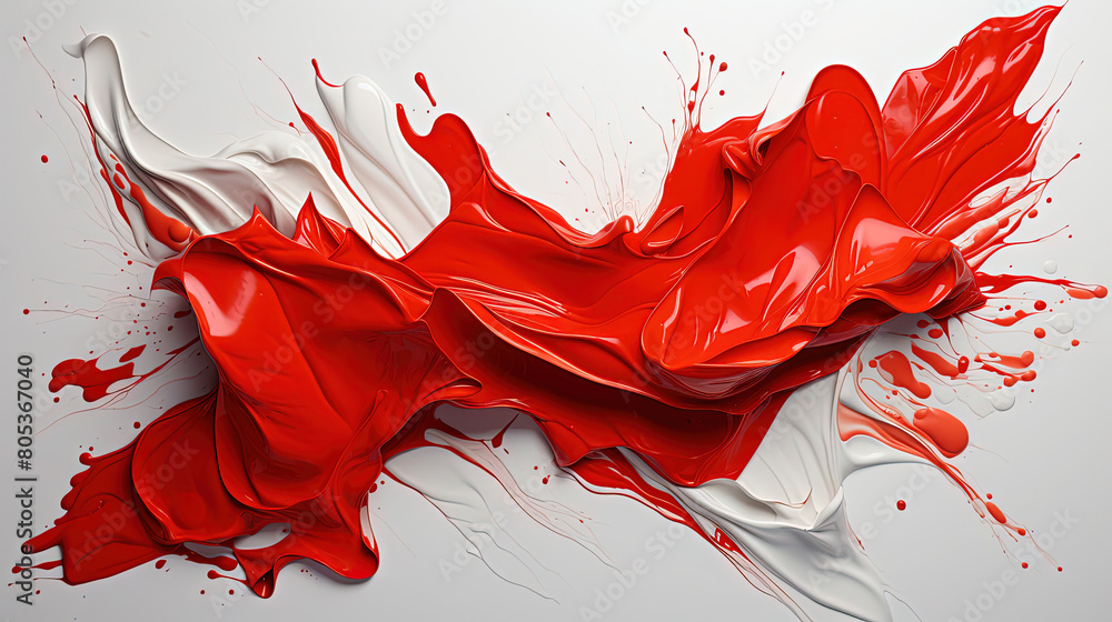 Dark Red Color Liquid Paint Knolling Strokes On The White Backdrop Dark Red Color Liquid Paint Knolling Strokes On The White Backdrop