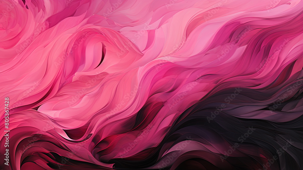 Fototapeta premium Beautiful Pink And Black Color Wavy Brush Strokes on Backdrop