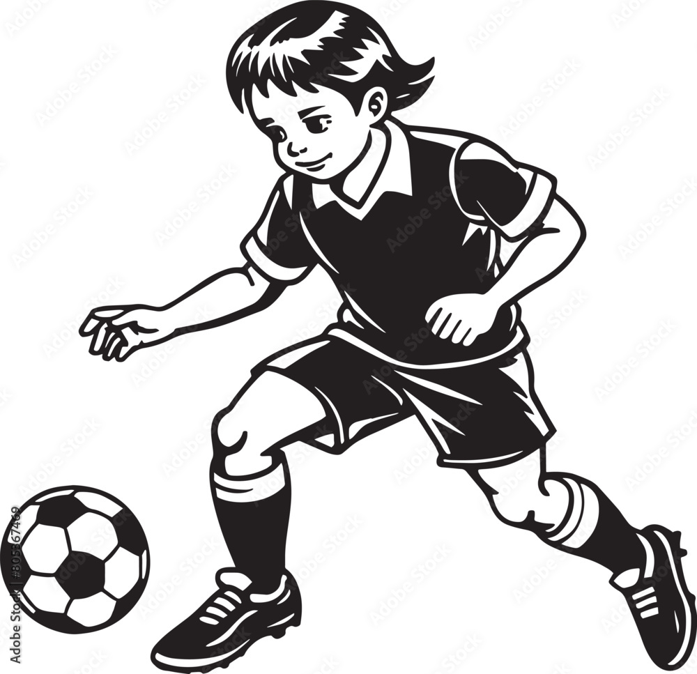 children player with ball. Isolated on white background. Vector illustration.