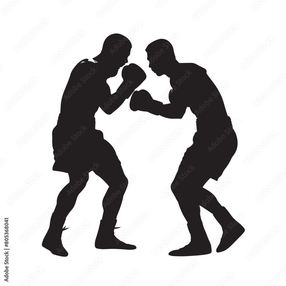 Vector silhouette of a boxer sports person. Flat cutout icon