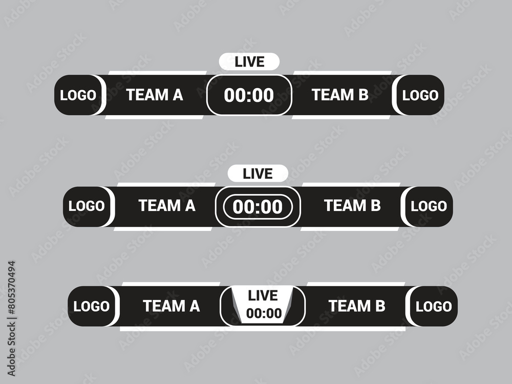 Sport Lower Thirds Template for Scoreboard Broadcast. Set lower thirds
